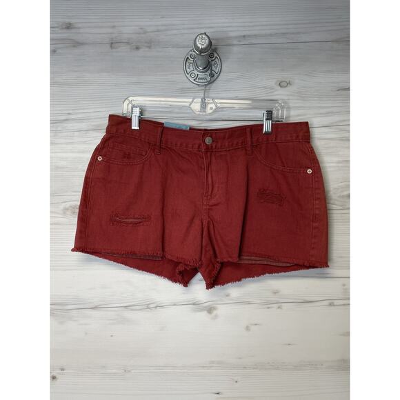 Old Navy Pants - Old Navy Womens 10 Red Cutoff‎ Distressed Shorts Frayed Hem Cotton Sick Beets